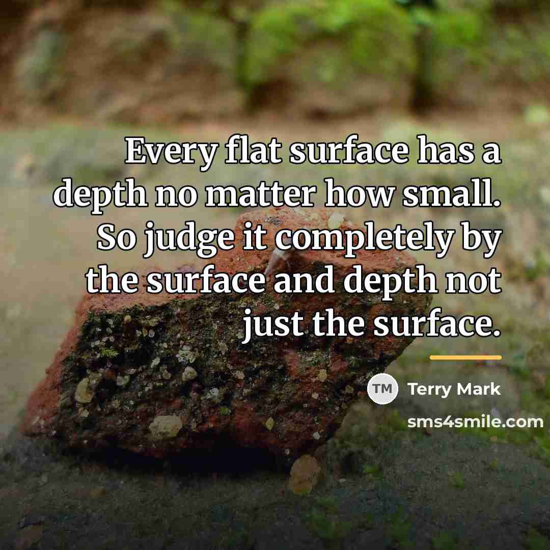 “Every flat surface has a depth no matter how small.…” quote by Terry Mark