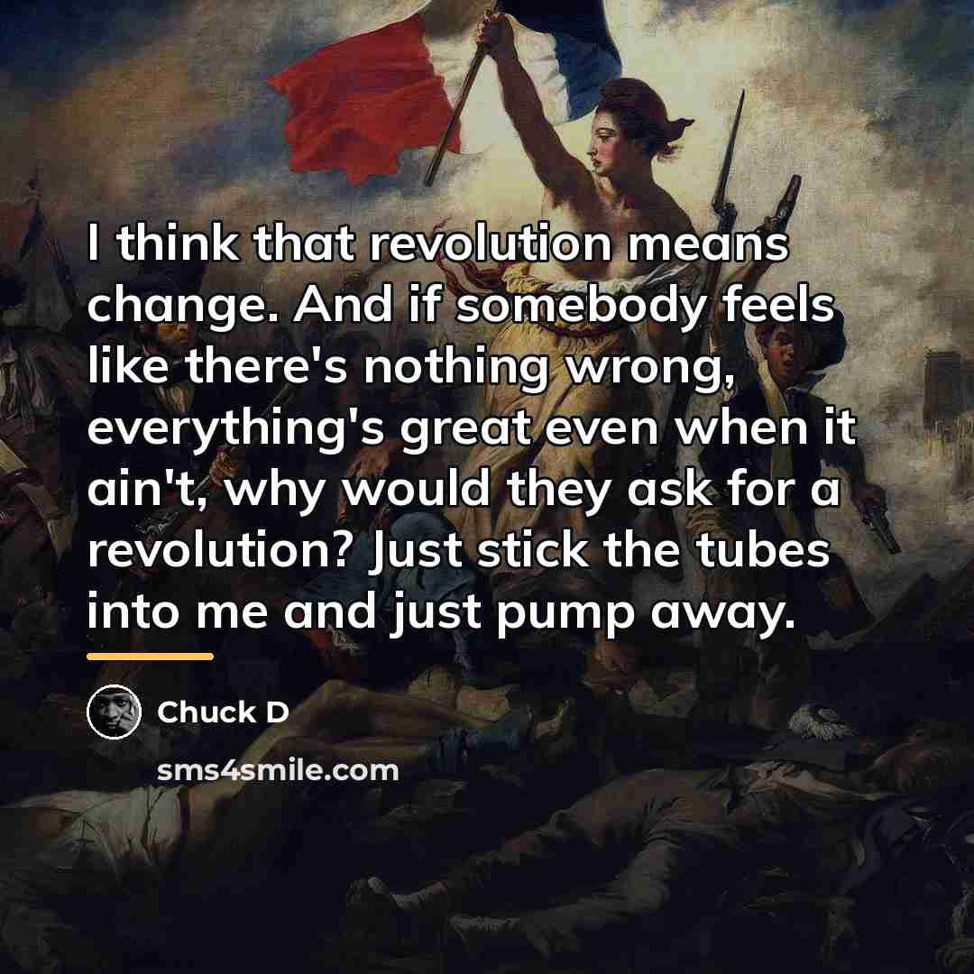 “I think that revolution means change. And if somebody feels…” quote by Chuck D