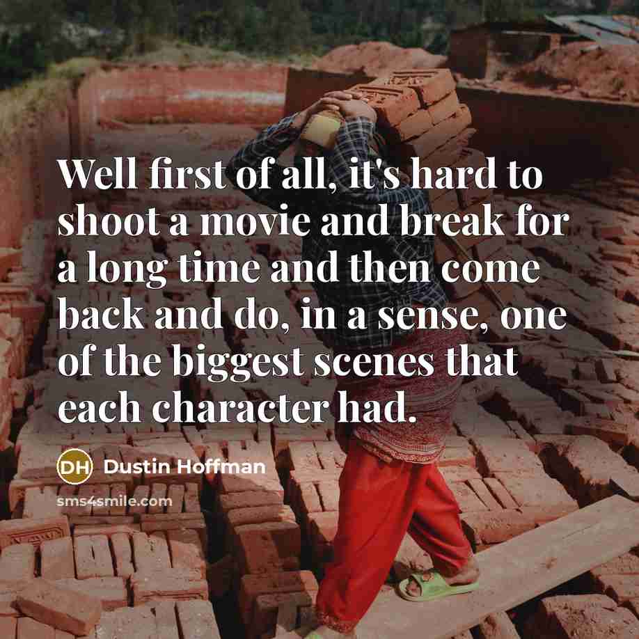 “Well first of all, it's hard to shoot a movie…” quote by Dustin Hoffman