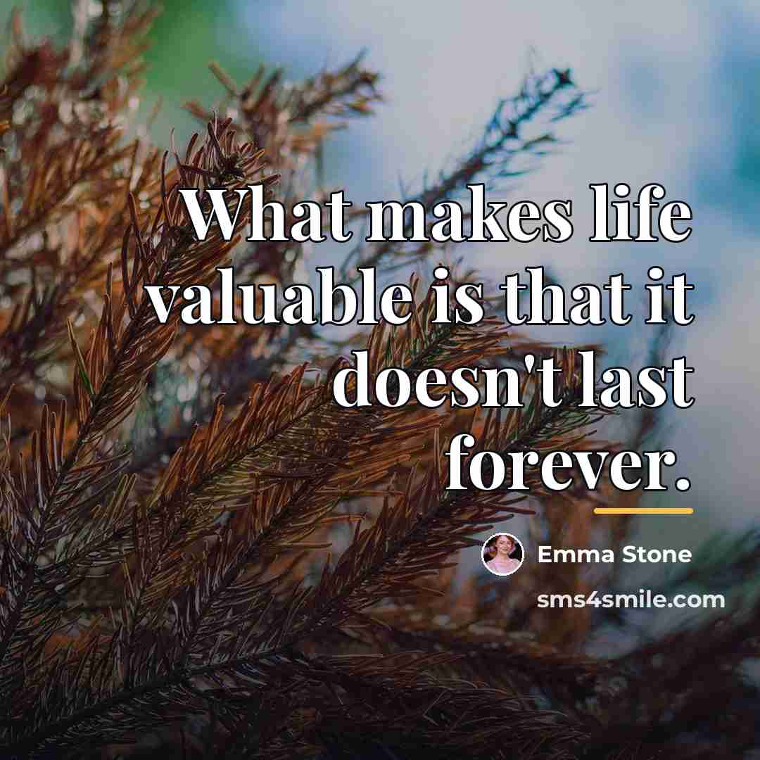 “What makes life valuable is that it doesn't last forever.…” quote by Emma Stone