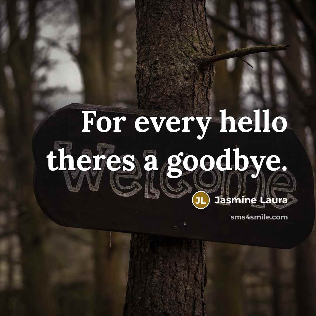 “For every hello theres a goodbye.…” quote by Jasmine Laura