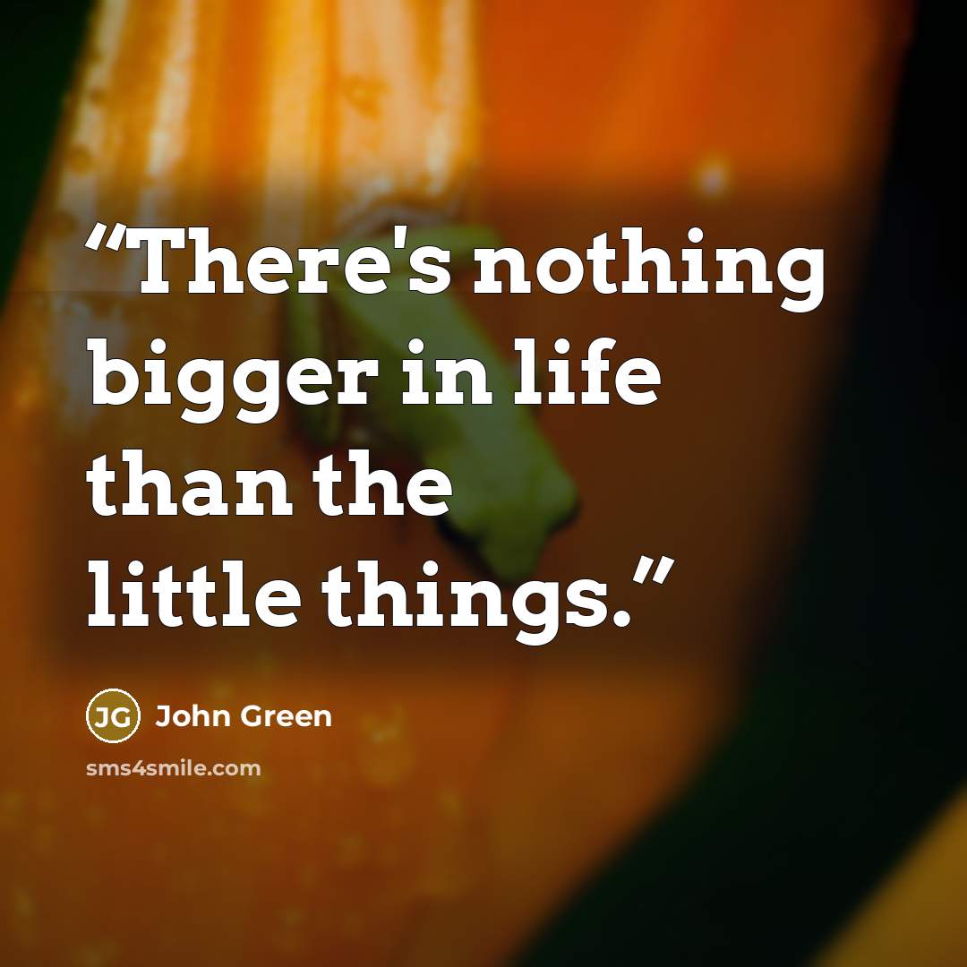 “There's nothing bigger in life than the little things.” quote by John Green