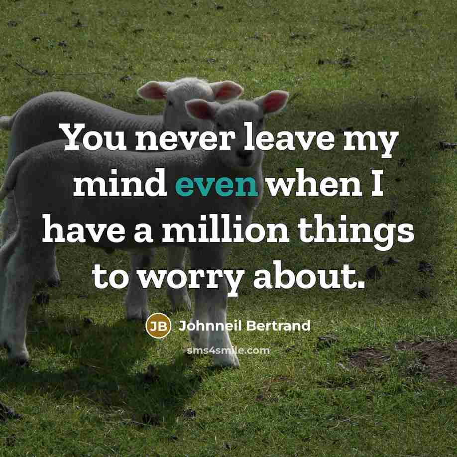 “You never leave my mind even when I have a…” quote by Johnneil Bertrand
