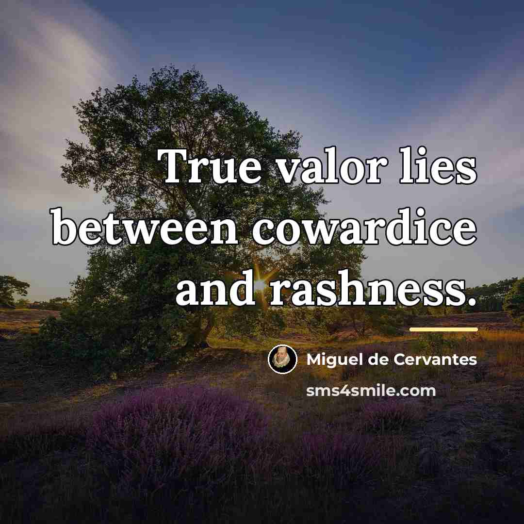 “True valor lies between cowardice and rashness.…” quote by Miguel de Cervantes