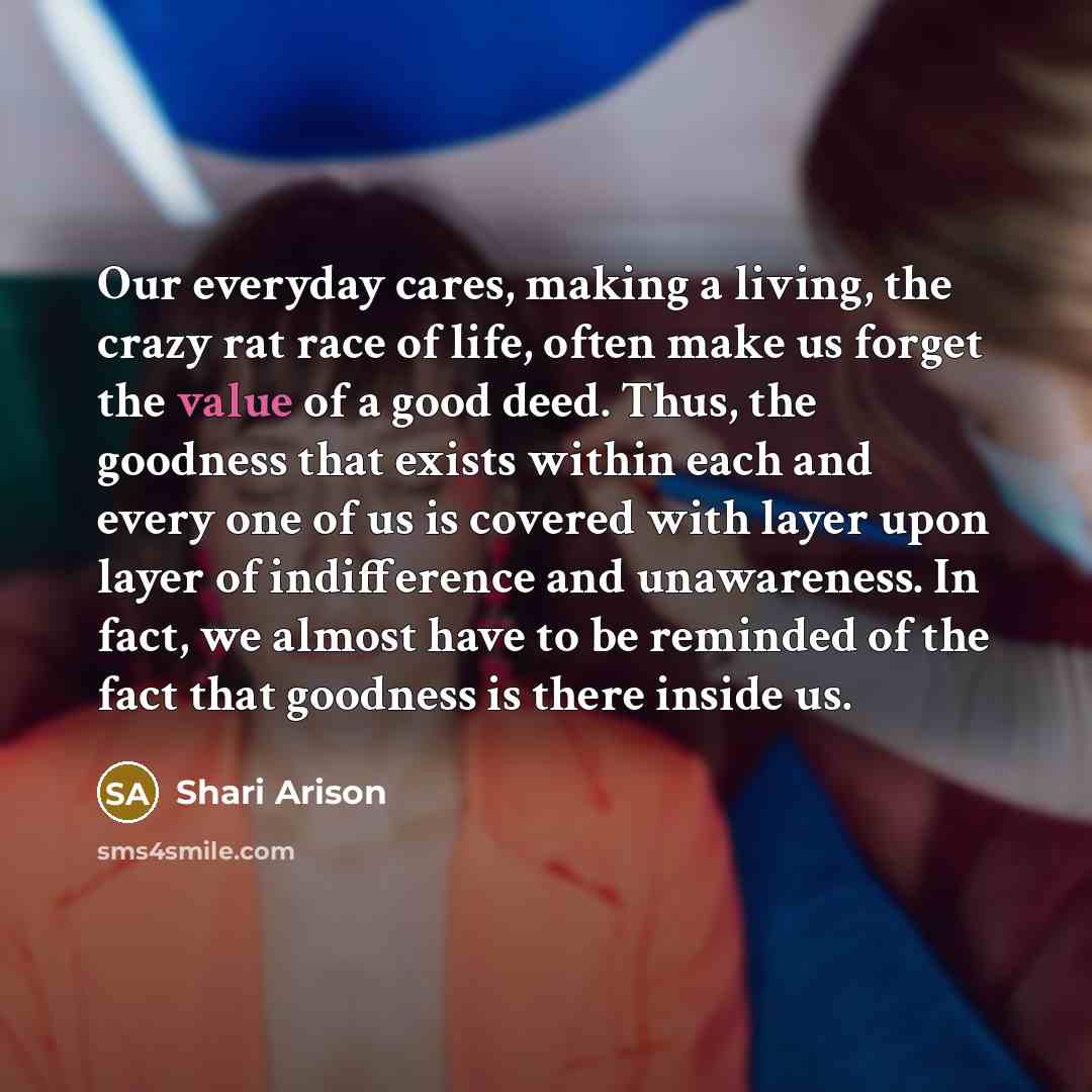 “Our everyday cares, making a living, the crazy rat race…” quote by Shari Arison