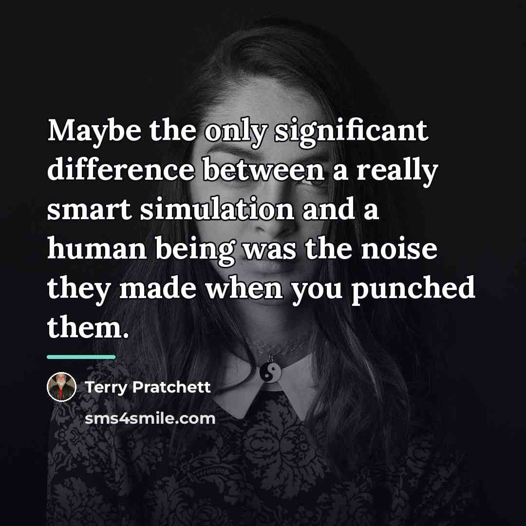 “Maybe the only significant difference between a really smart simulation…” quote by Terry Pratchett