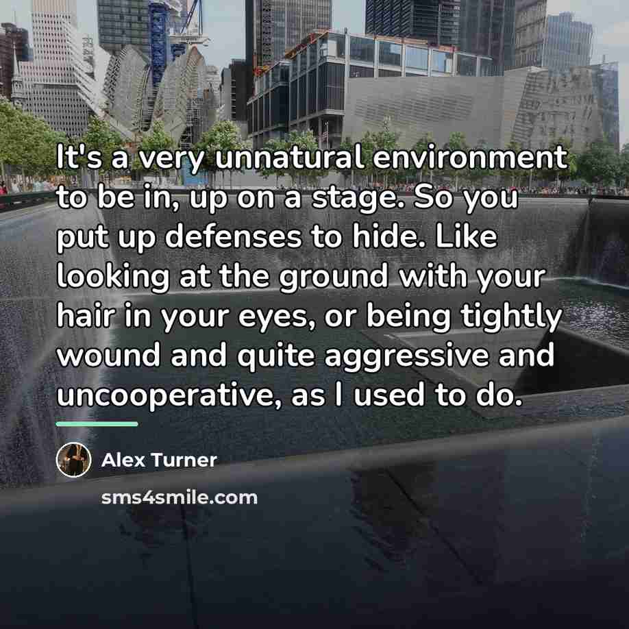 “It's a very unnatural environment to be in, up on…” quote by Alex Turner