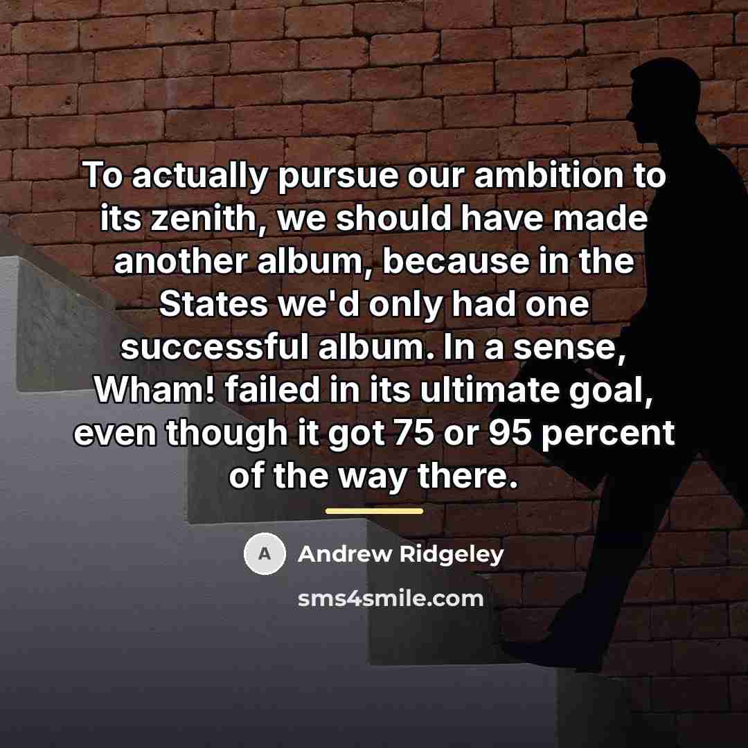 “To actually pursue our ambition to its zenith, we should…” quote by Andrew Ridgeley