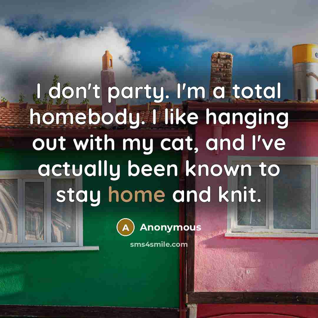 “I don't party. I'm a total homebody. I like hanging…” quote by Anonymous