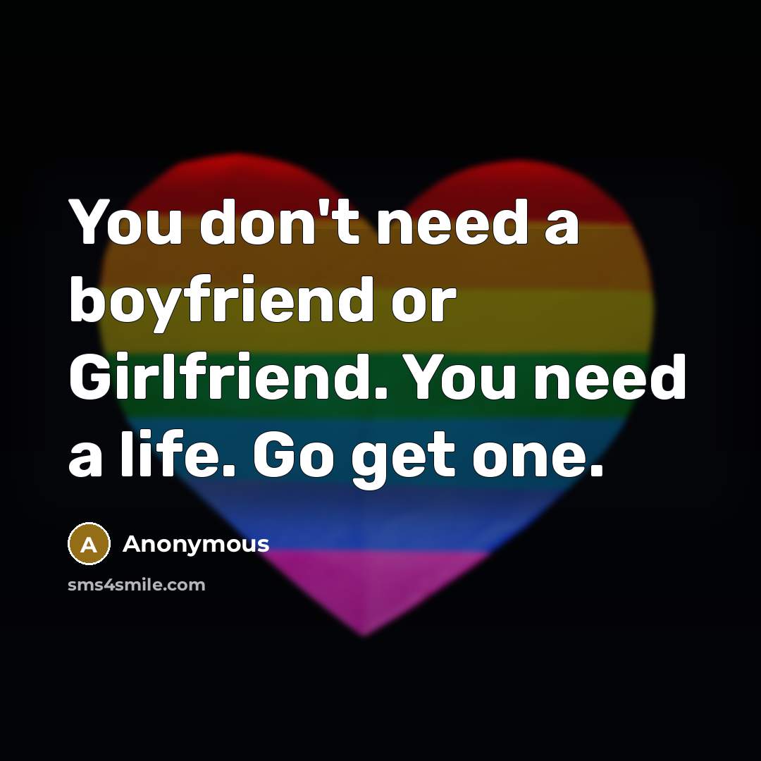 “You don't need a boyfriend or Girlfriend. You need a…” quote by Anonymous