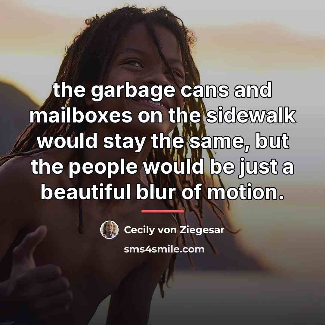 “the garbage cans and mailboxes on the sidewalk would stay…” quote by Cecily von Ziegesar