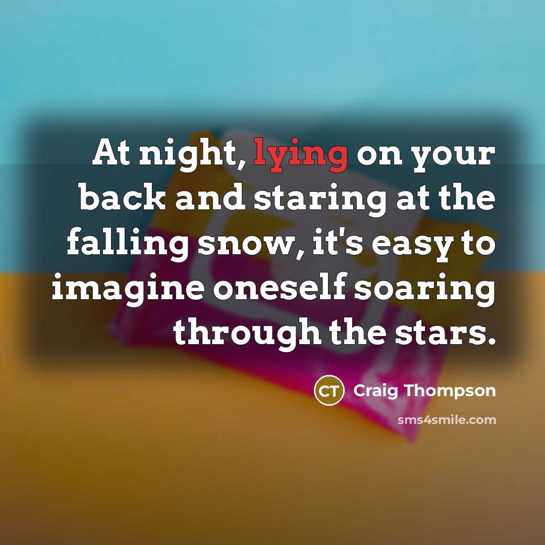 “At night, lying on your back and staring at the…” quote by Craig Thompson