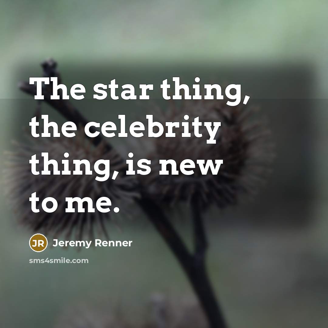 “The star thing, the celebrity thing, is new to me.…” quote by Jeremy Renner