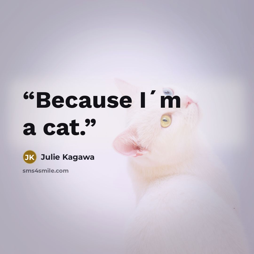 “Because I´m a cat.” quote by Julie Kagawa