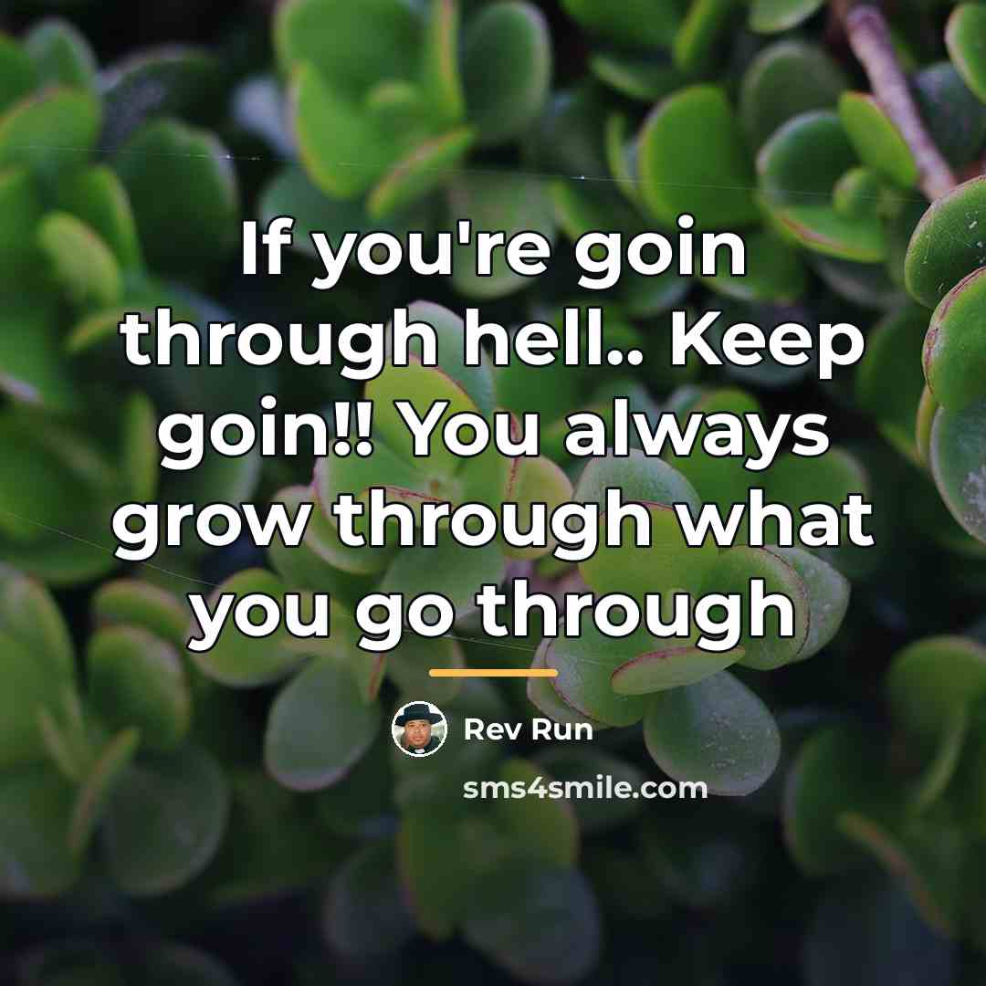 “If you're goin through hell.. Keep goin!! You always grow…” quote by Rev Run