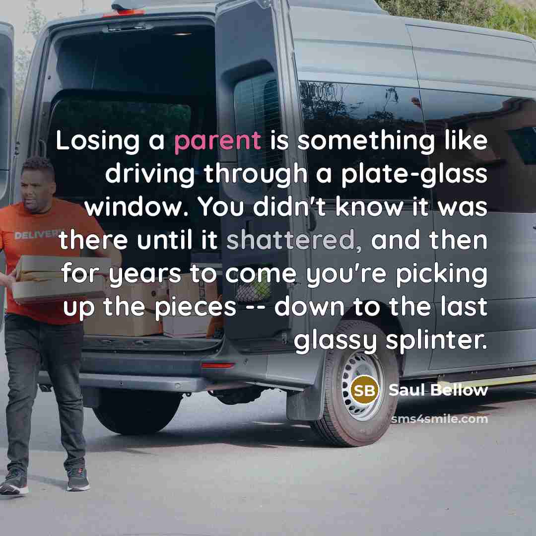 “Losing a parent is something like driving through a plate-glass…” quote by Saul Bellow