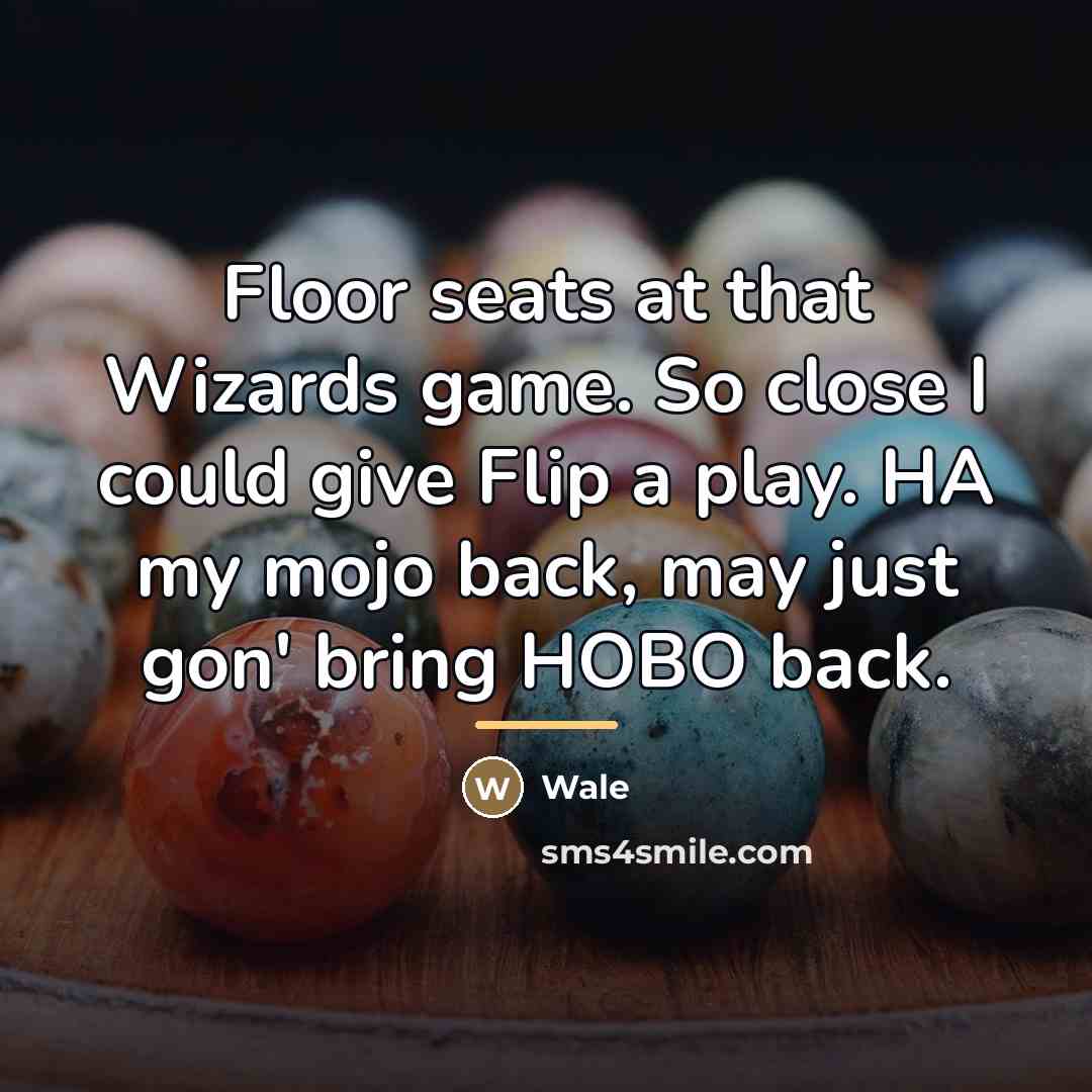 “Floor seats at that Wizards game. So close I could…” quote by Wale