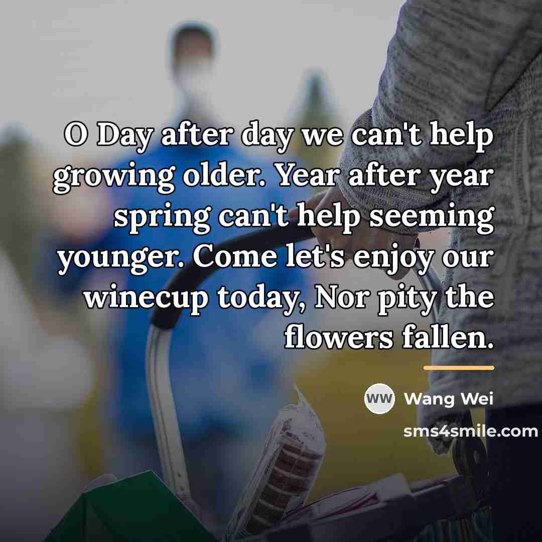 “O Day after day we can't help growing older. Year…” quote by Wang Wei