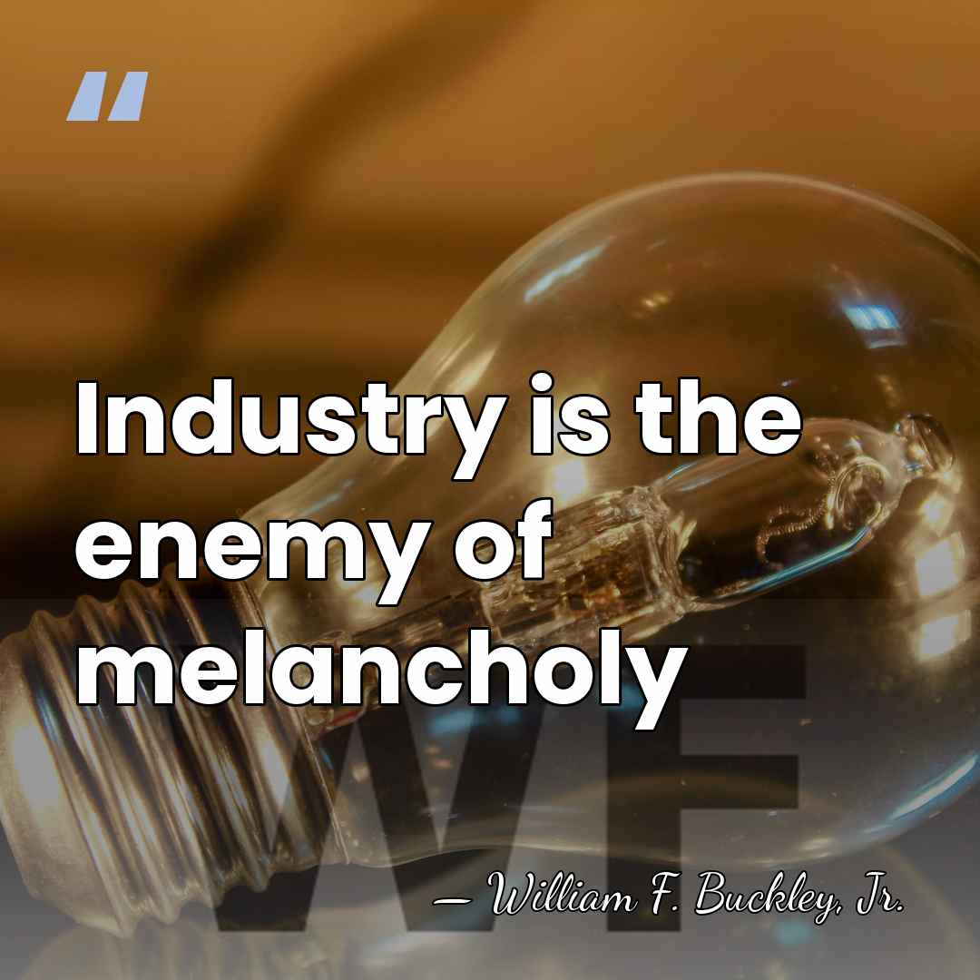 Industry is the enemy of melancholy - William F. Buckley, Jr.