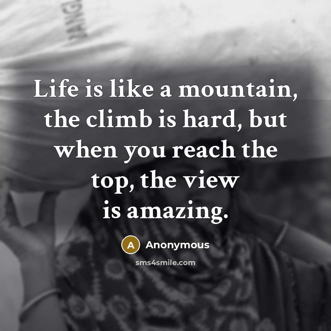 “Life is like a mountain, the climb is hard, but when you reach the top, the view is amazing.” quote by Anonymous