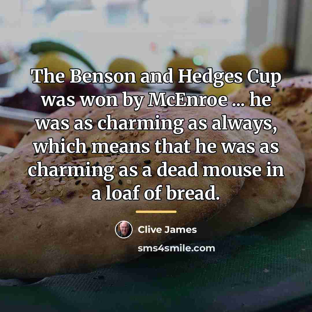 “The Benson and Hedges Cup was won by McEnroe ...…” quote by Clive James