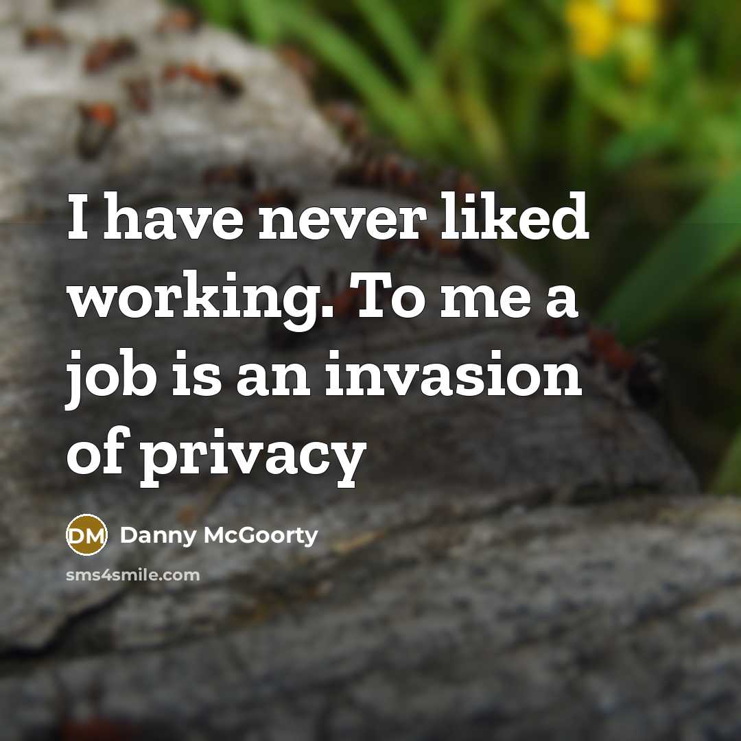 “I have never liked working. To me a job is…” quote by Danny McGoorty