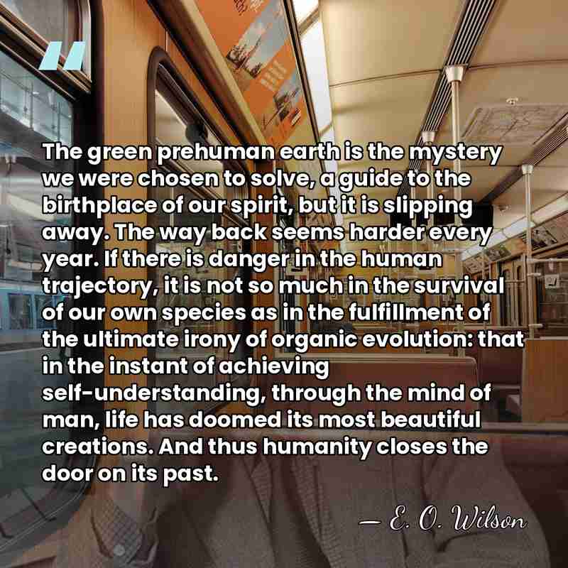 The green prehuman earth is the mystery we were chosen to solve,&hellip; - E. O. Wilson