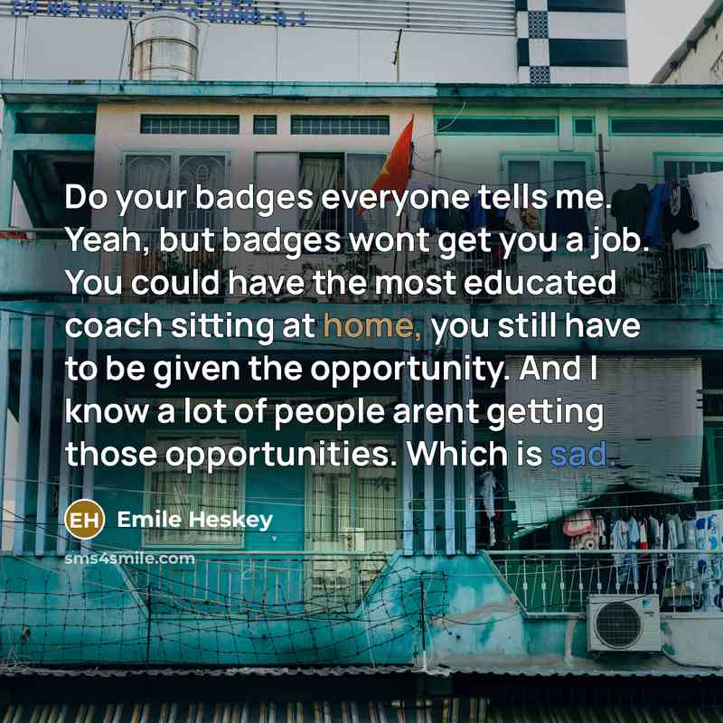 “Do your badges everyone tells me. Yeah, but badges wont…” quote by Emile Heskey