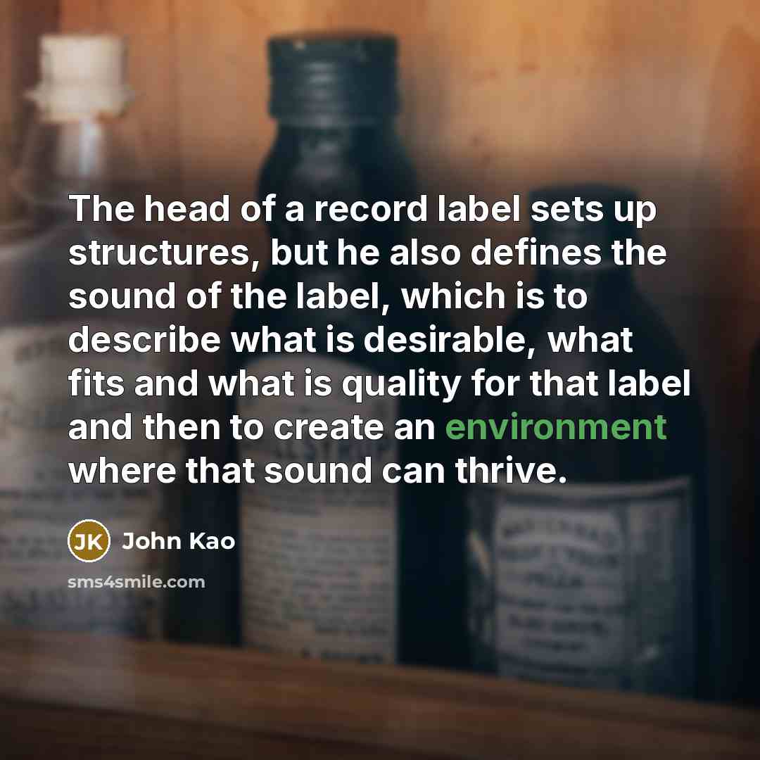 “The head of a record label sets up structures, but…” quote by John Kao