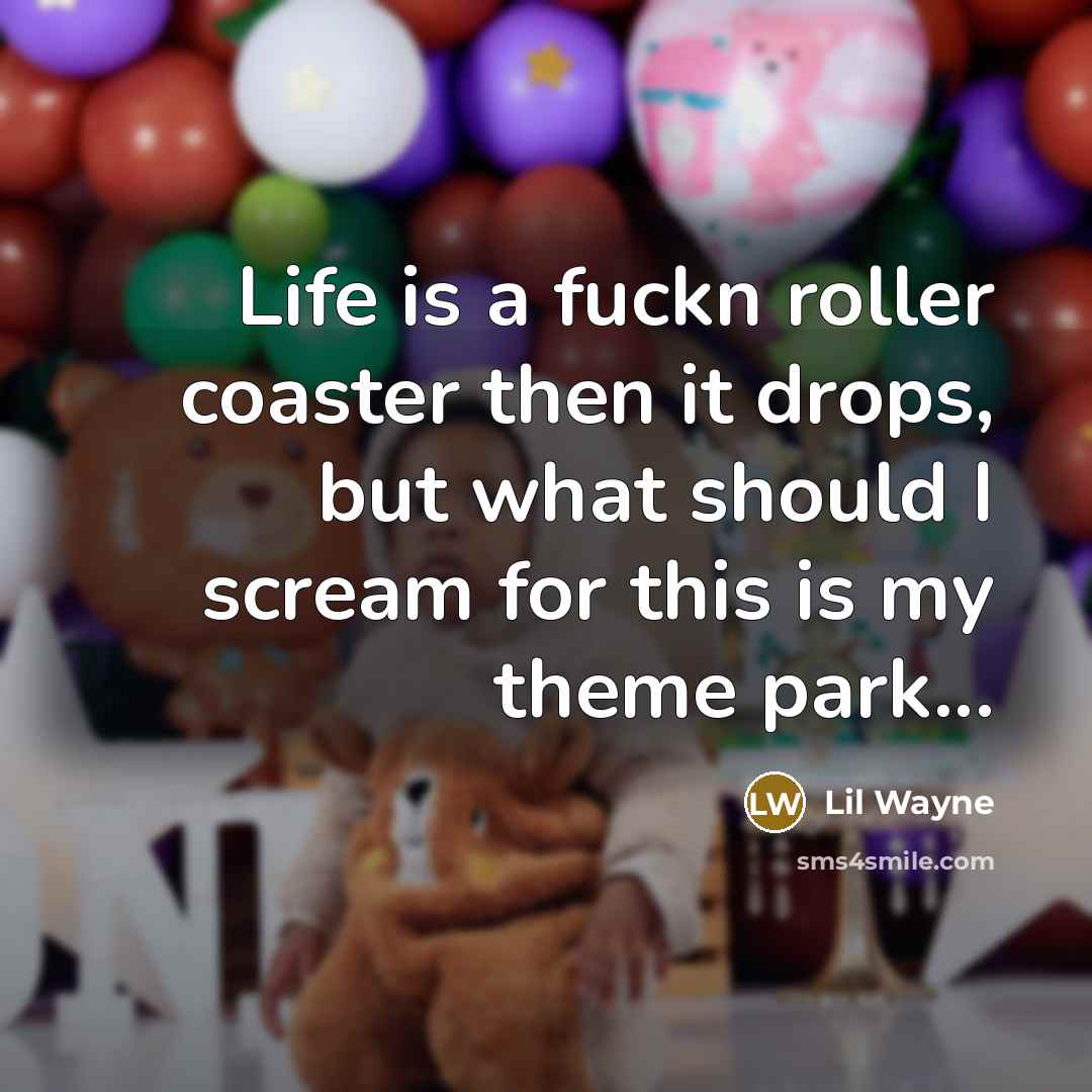 “Life is a fuckn roller coaster then it drops, but what should I scream for this is my theme park...” quote by Lil Wayne