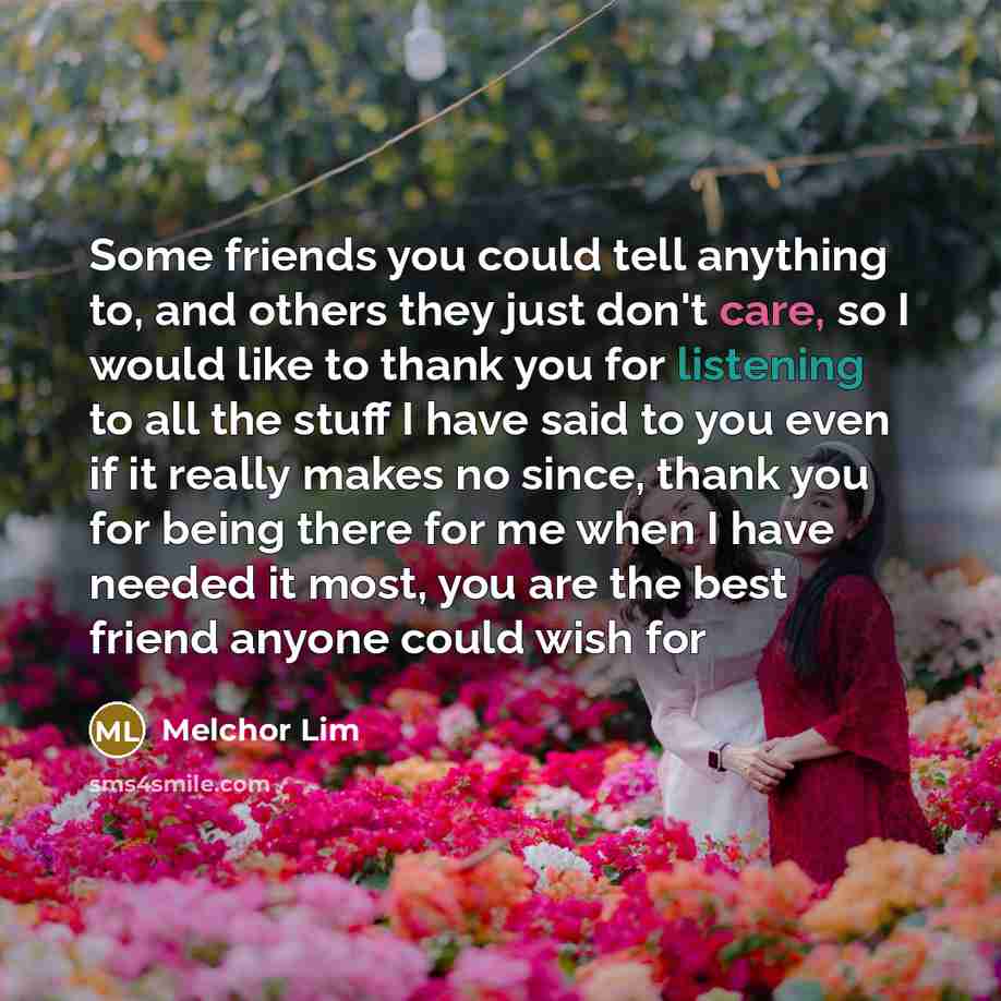 “Some friends you could tell anything to, and others they…” quote by Melchor Lim