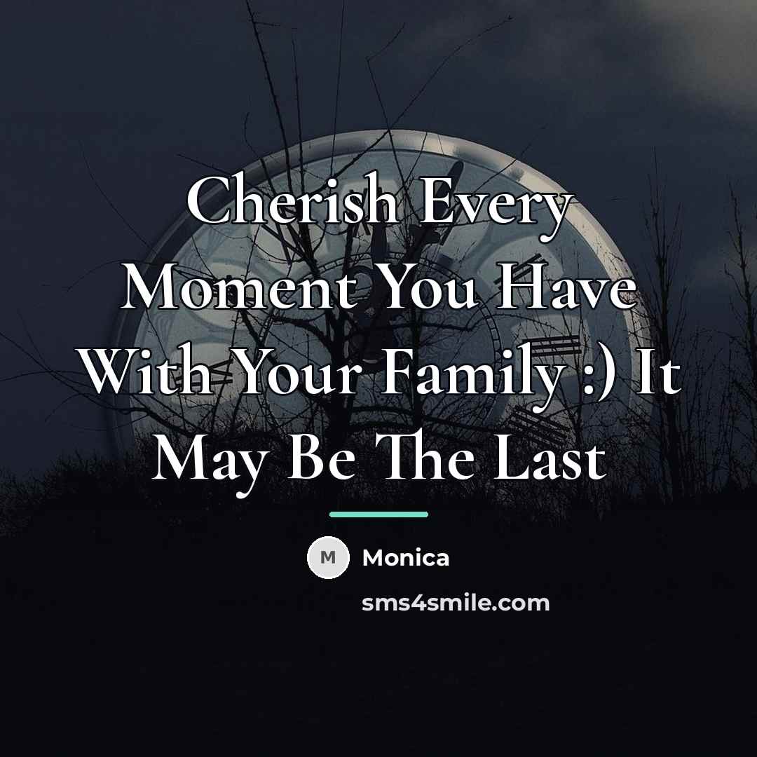 “Cherish Every Moment You Have With Your Family :) It…” quote by Monica