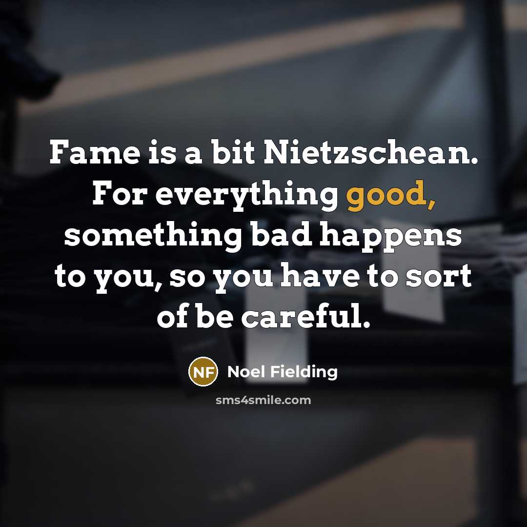 “Fame is a bit Nietzschean. For everything good, something bad…” quote by Noel Fielding