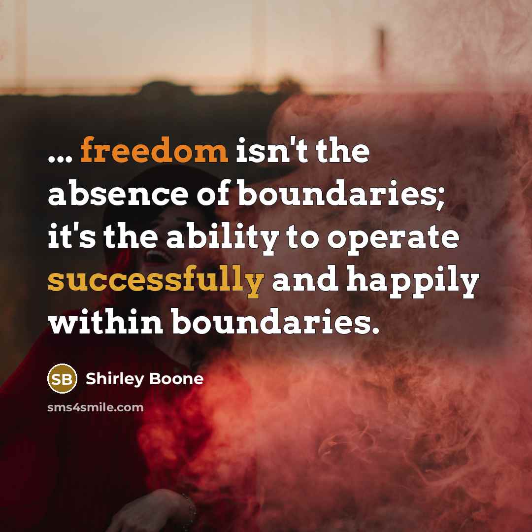 “... freedom isn't the absence of boundaries; it's the ability…” quote by Shirley Boone
