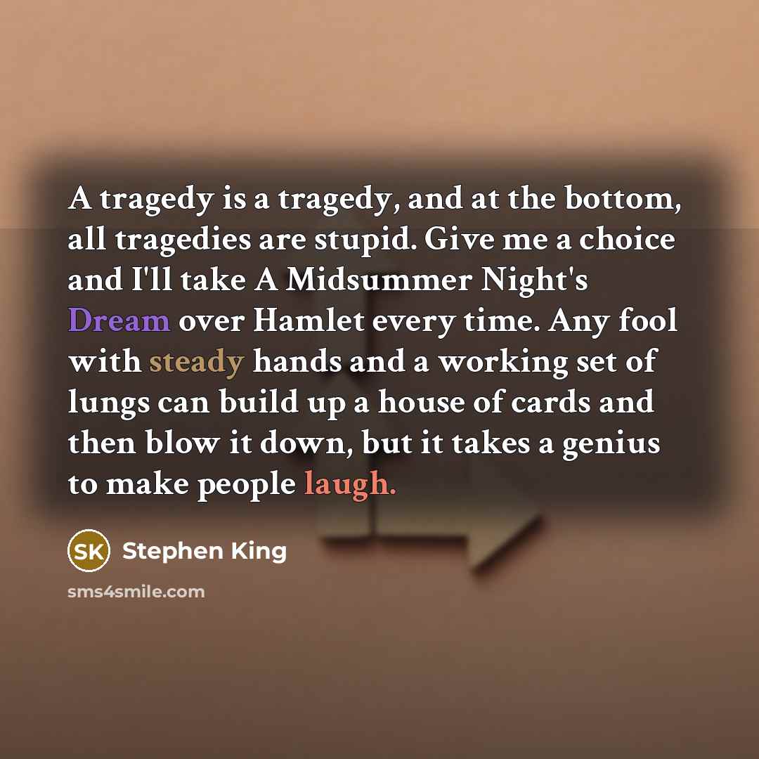 “A tragedy is a tragedy, and at the bottom, all…” quote by Stephen King
