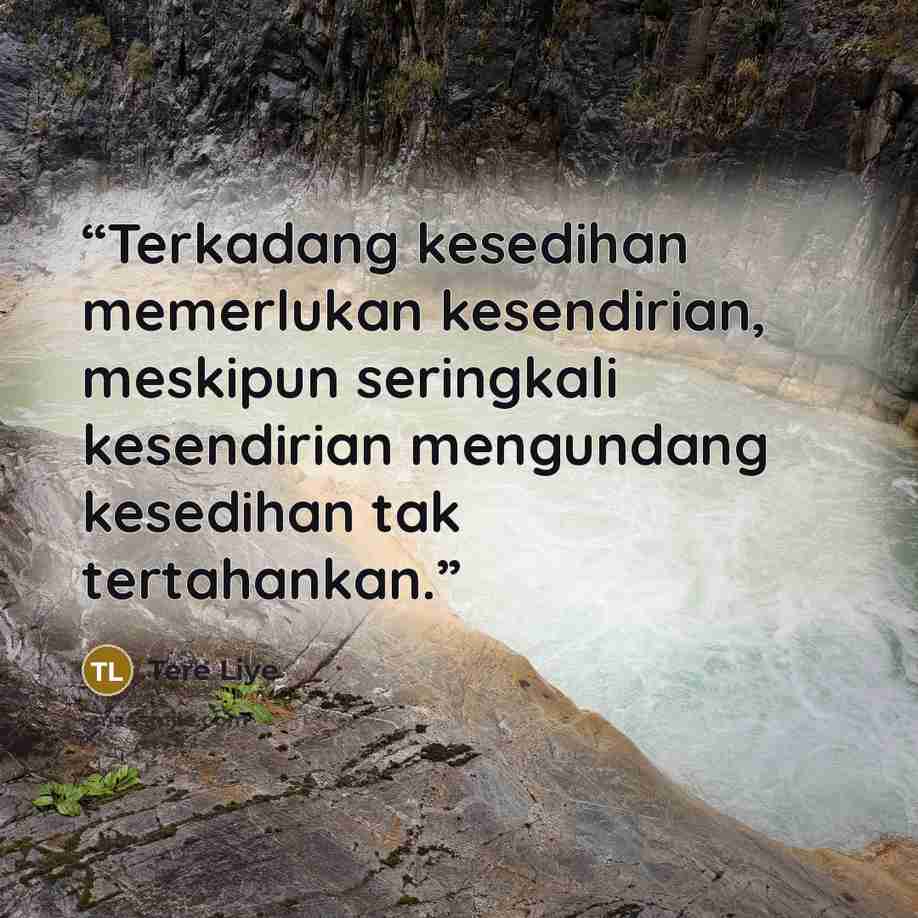“Terkadang kesedihan memerlukan kesendirian, meskipun seringkali kesendirian mengundang kesedihan tak tertahankan.” quote by Tere Liye