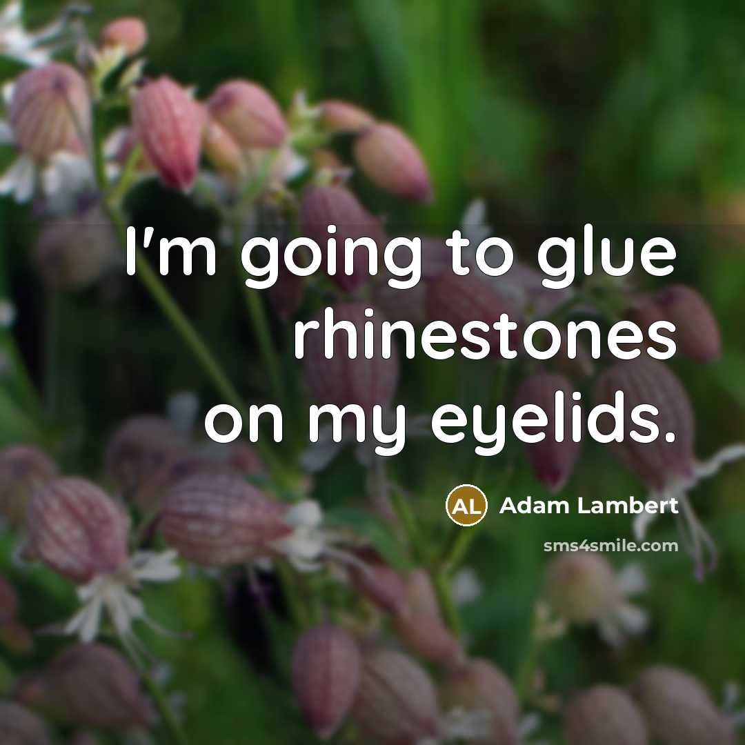 “I'm going to glue rhinestones on my eyelids.” quote by Adam Lambert