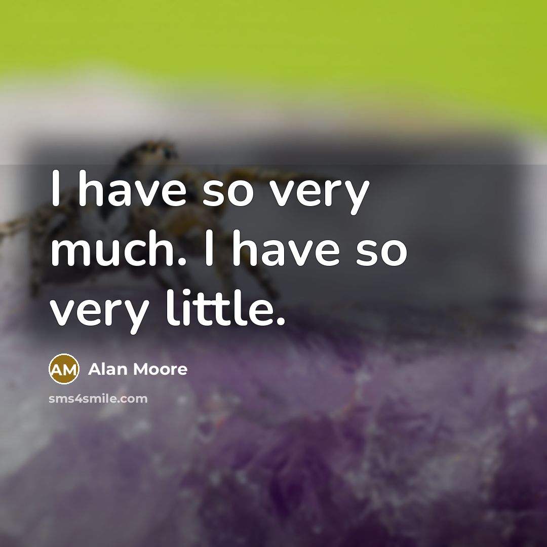 “I have so very much. I have so very little.…” quote by Alan Moore