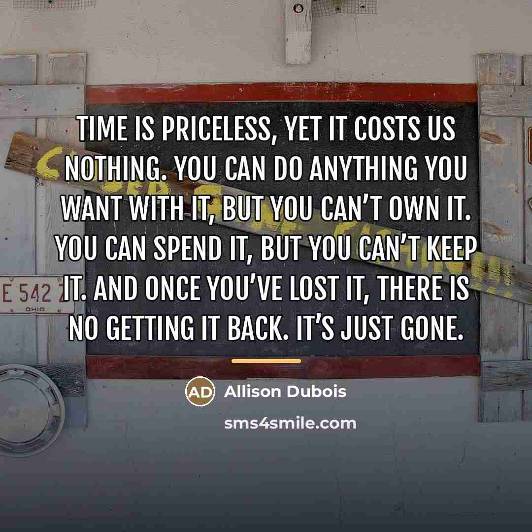 “Time is priceless, yet it costs us nothing. You can…” quote by Allison DuBois
