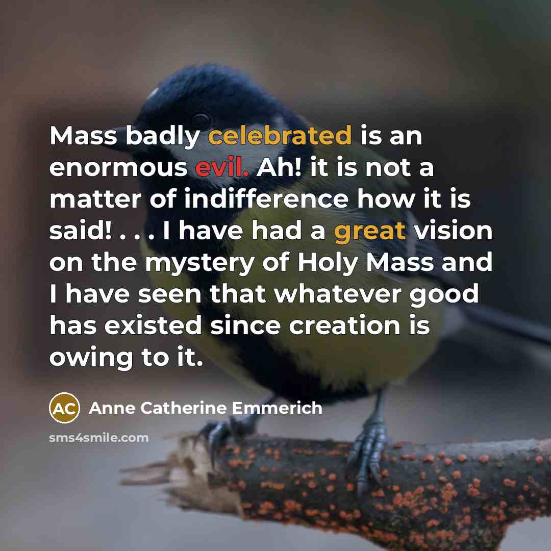 “Mass badly celebrated is an enormous evil. Ah! it is…” quote by Anne Catherine Emmerich