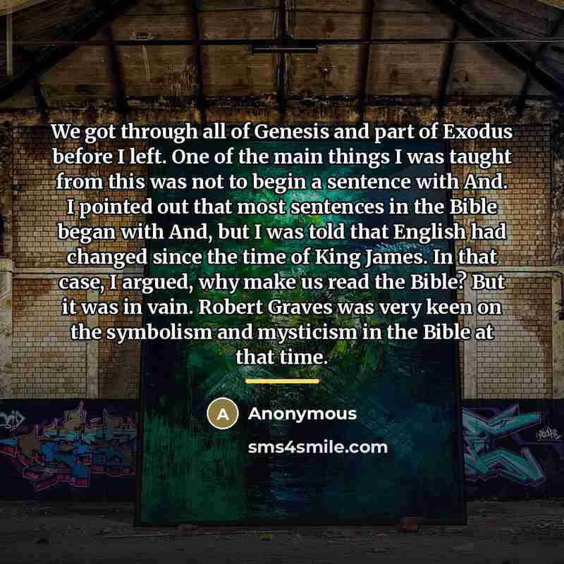 “We got through all of Genesis and part of Exodus…” quote by Anonymous