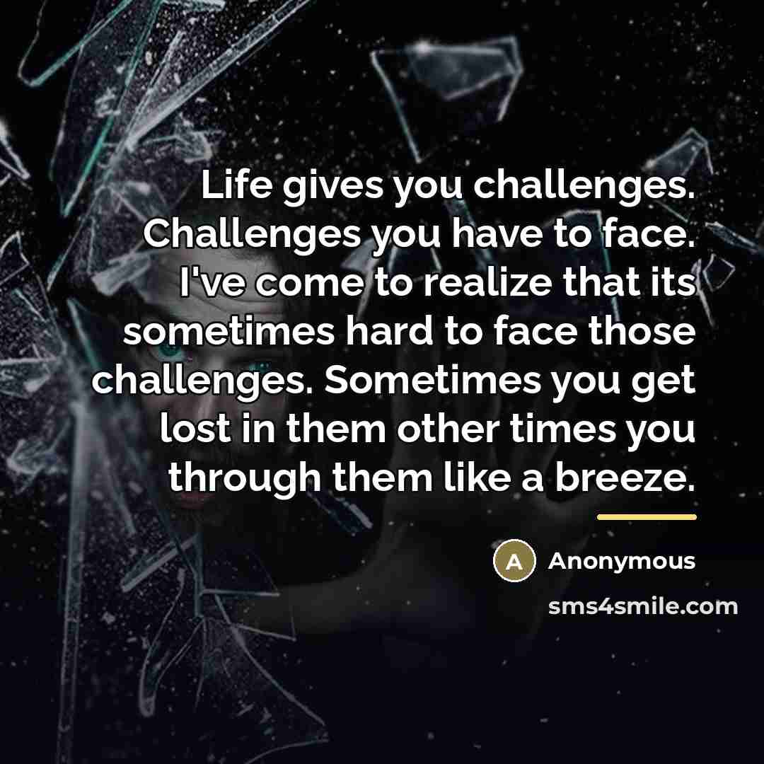 “Life gives you challenges. Challenges you have to face. I've…” quote by Anonymous