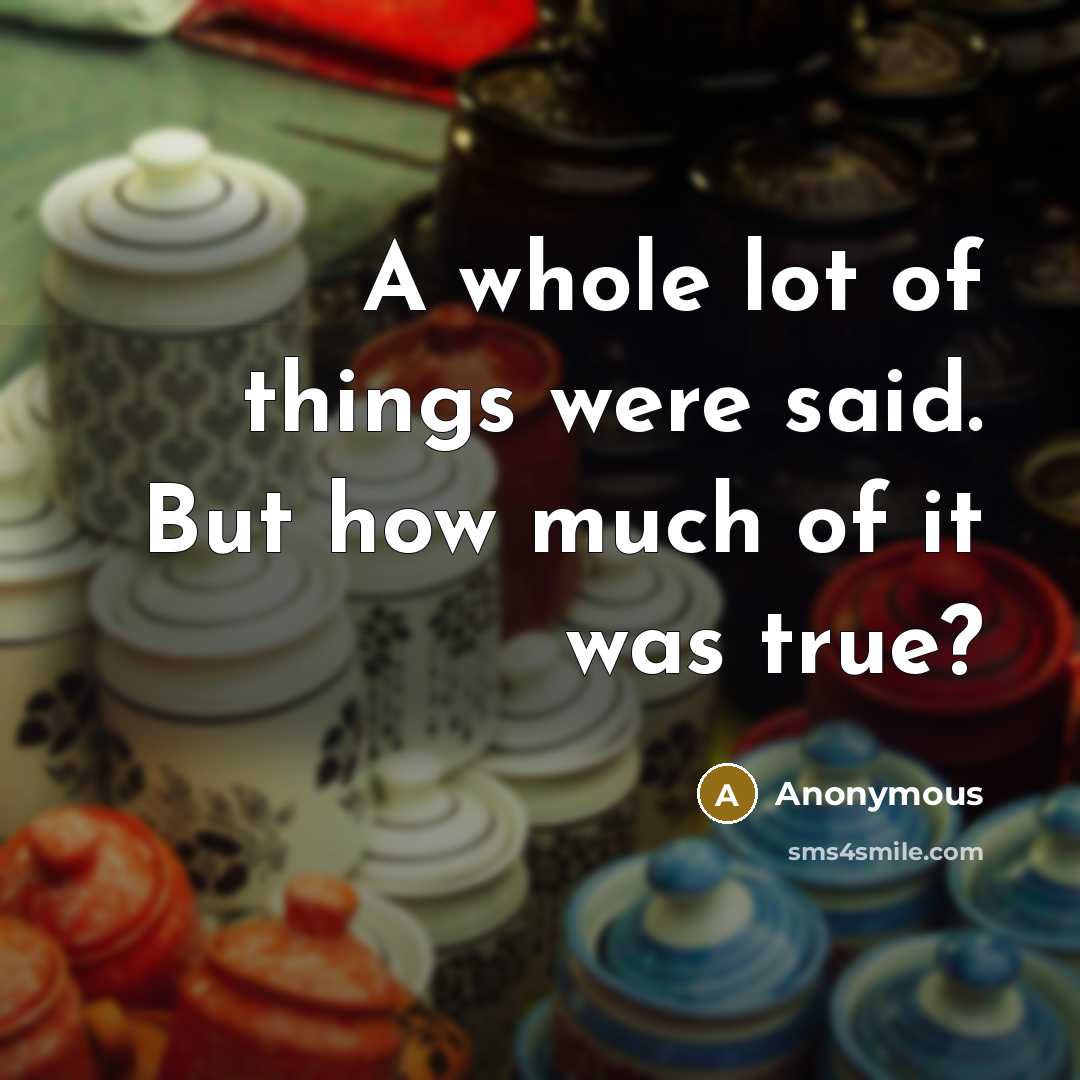“A whole lot of things were said. But how much of it was true?” quote by Anonymous