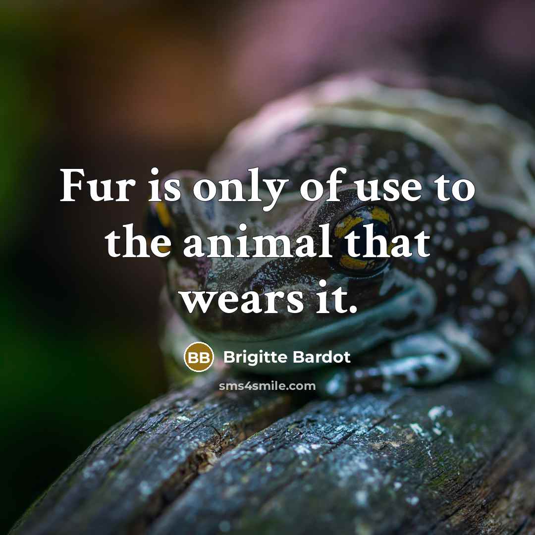 “Fur is only of use to the animal that wears…” quote by Brigitte Bardot