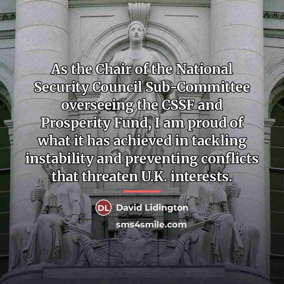 “As the Chair of the National Security Council Sub-Committee overseeing…” quote by David Lidington