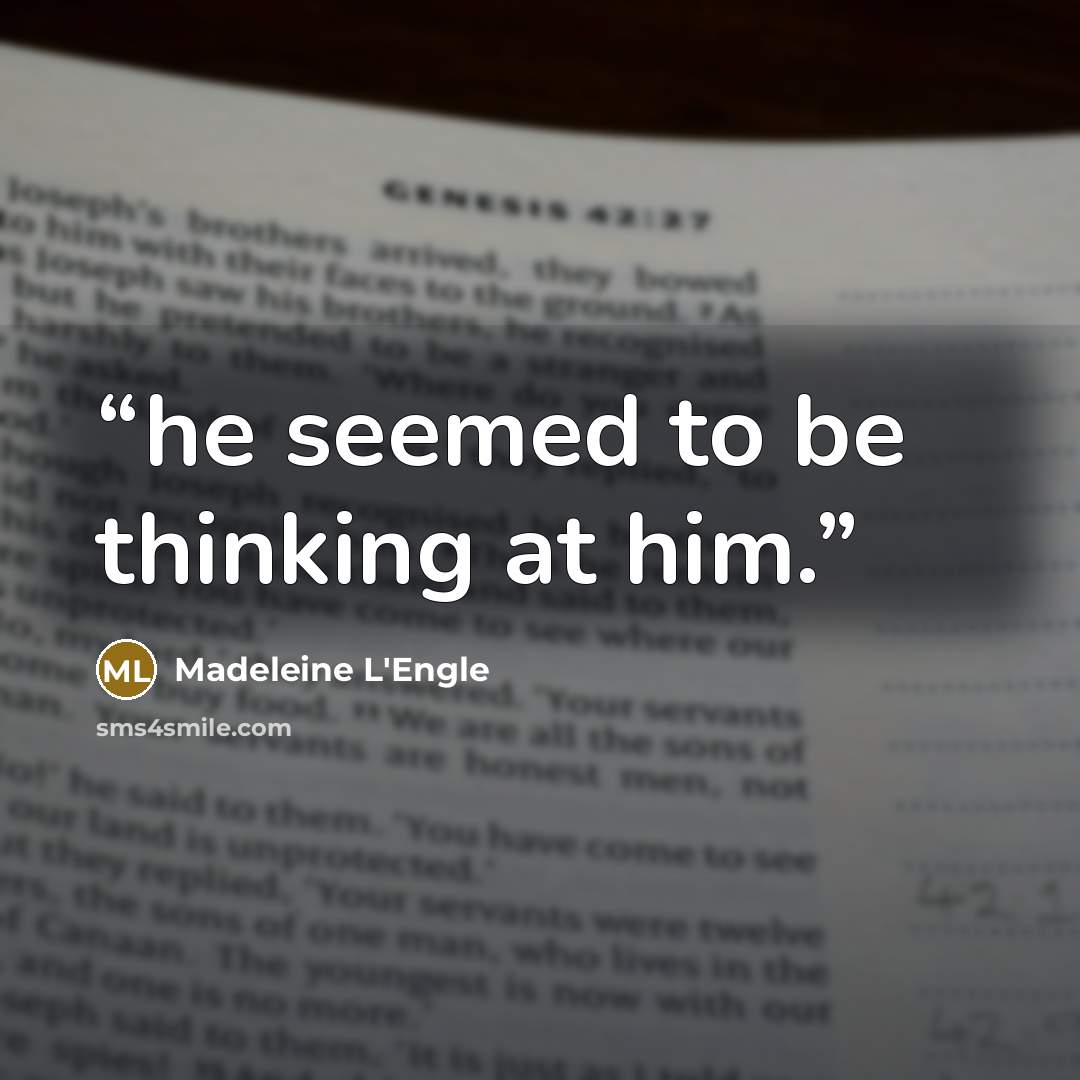 “he seemed to be thinking at him.” quote by Madeleine L'Engle