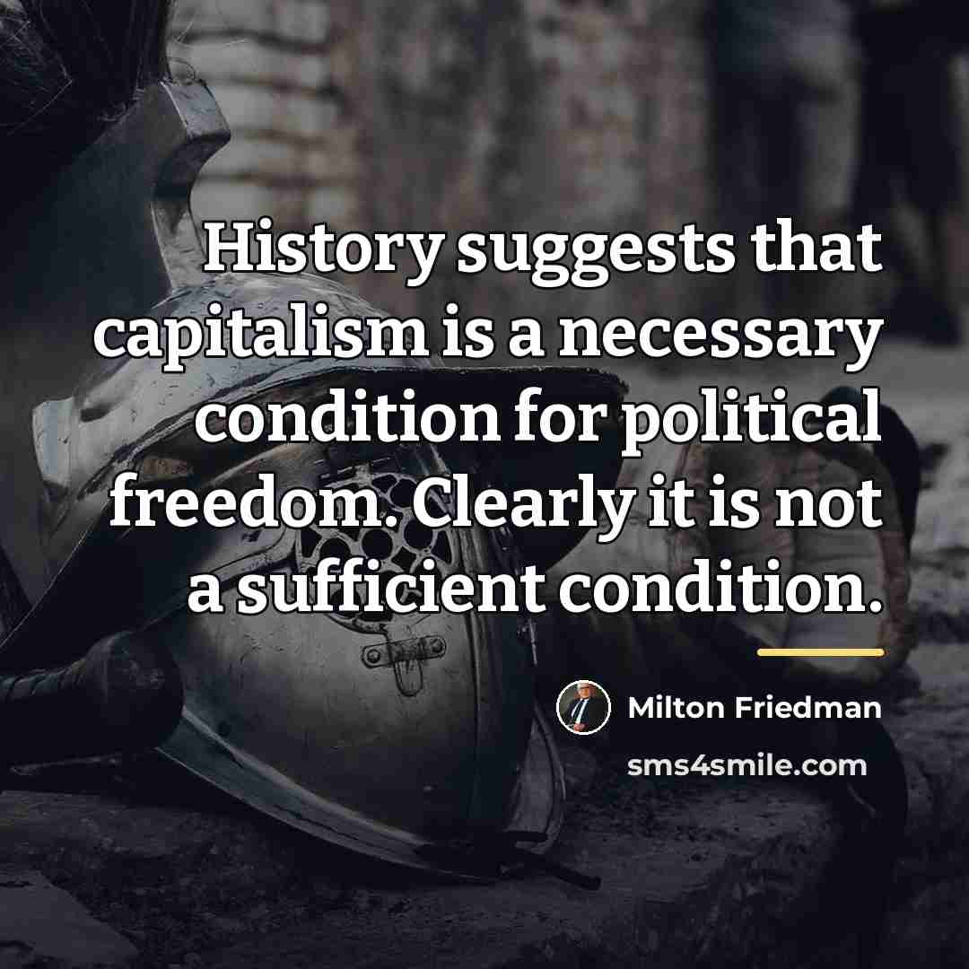 “History suggests that capitalism is a necessary condition for political…” quote by Milton Friedman