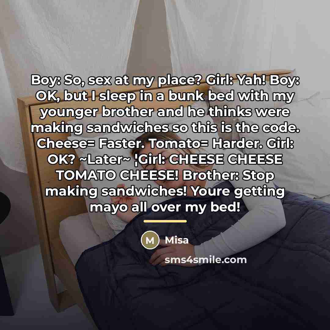 “Boy: So, sex at my place? Girl: Yah! Boy: OK,…” quote by Misa