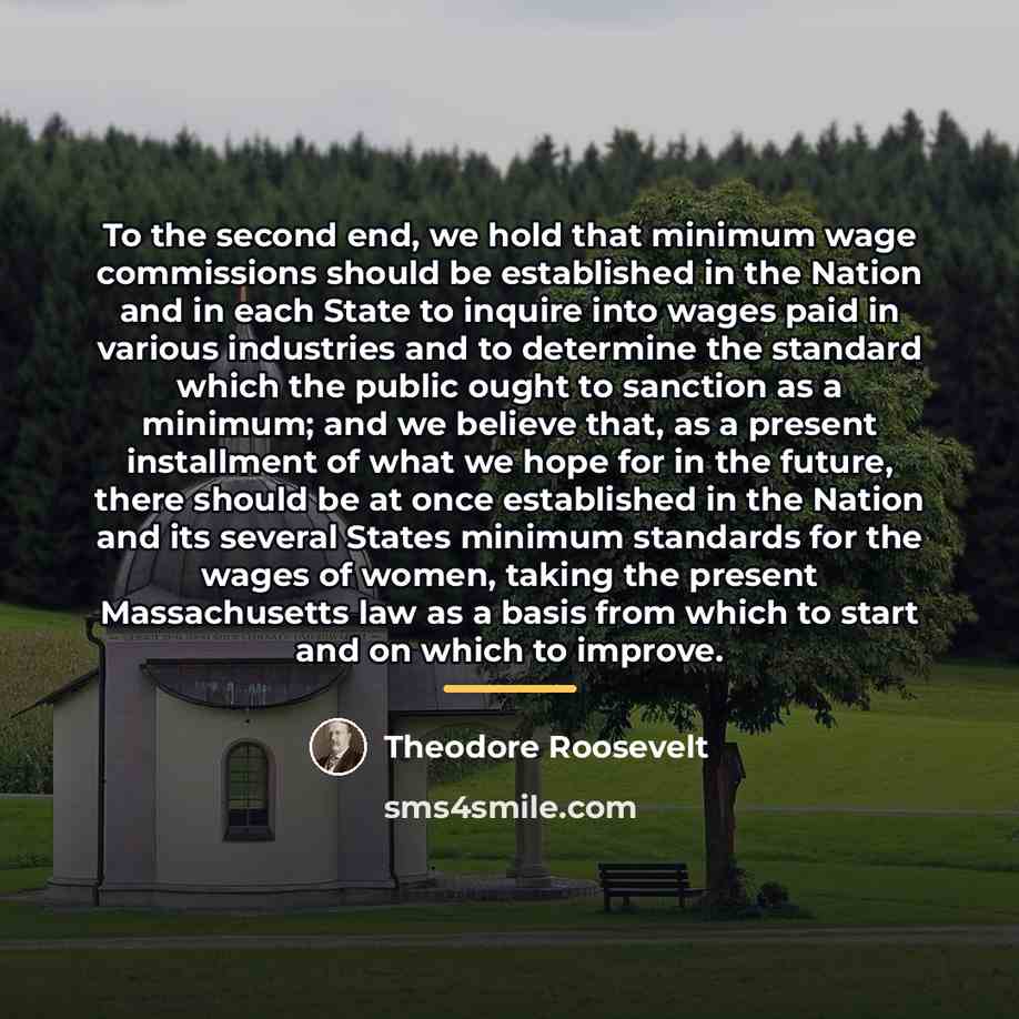 “To the second end, we hold that minimum wage commissions…” quote by Theodore Roosevelt