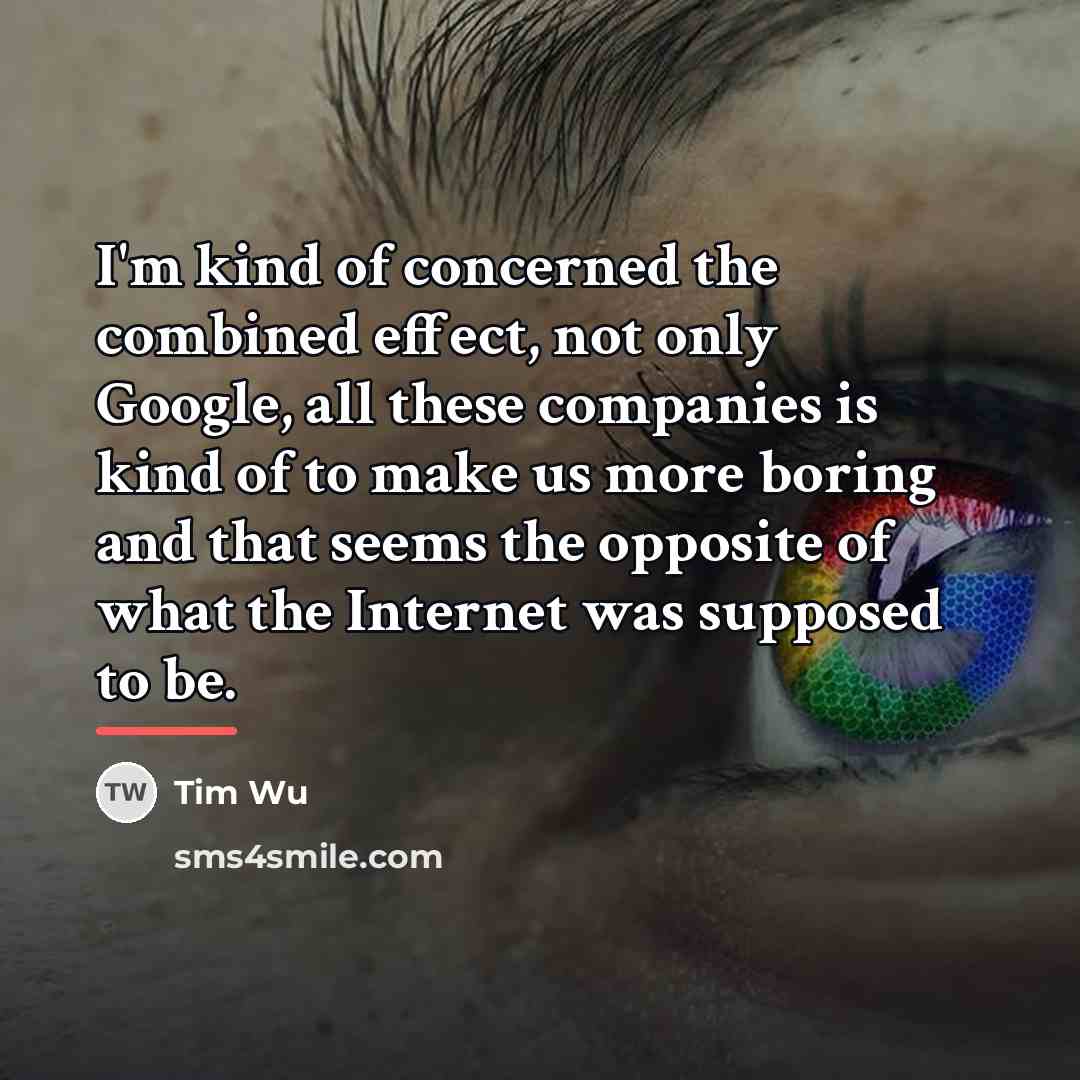 “I'm kind of concerned the combined effect, not only Google,…” quote by Tim Wu